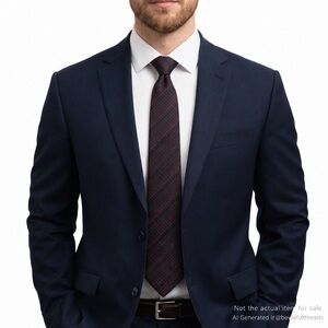 Hugo Boss 100% Silk Tie Made in Italy — 60” x 2.5” Burgundy Dot Stripe (3/$25)